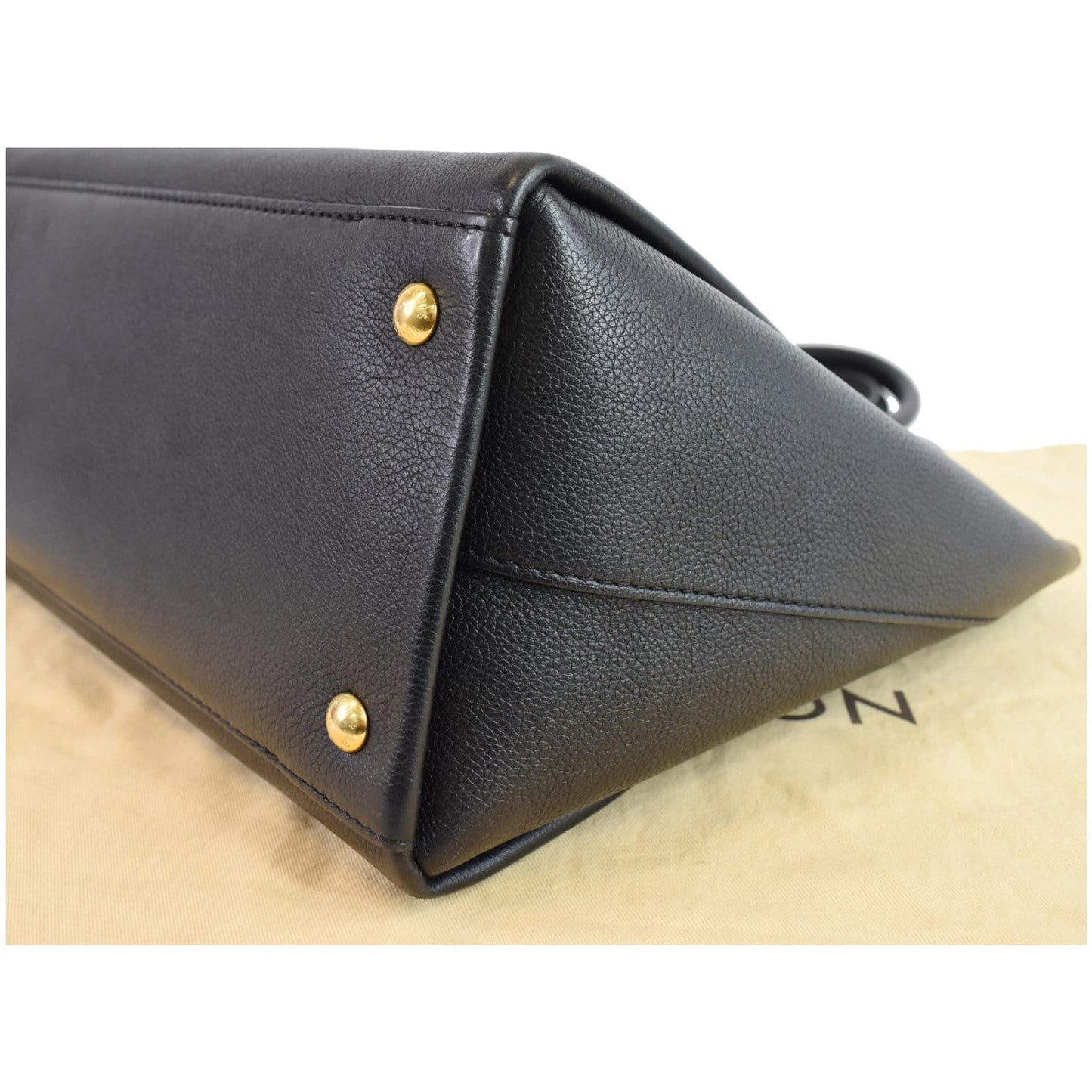 LOUIS VUITTON Lockmeto Calfskin Leather Tote Bag Black