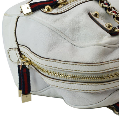 GUCCI Capri Large Leather Bowler Bag White 153013