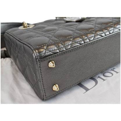 CHRISTIAN DIOR My ABCDior Grained Calfskin Shoulder Bag Gunmetal