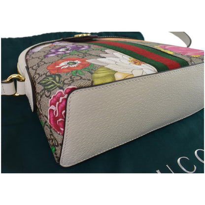 GUCCI Ophidia Flora Small Supreme Canvas Shoulder Bag Beige 499621 - Final Sale