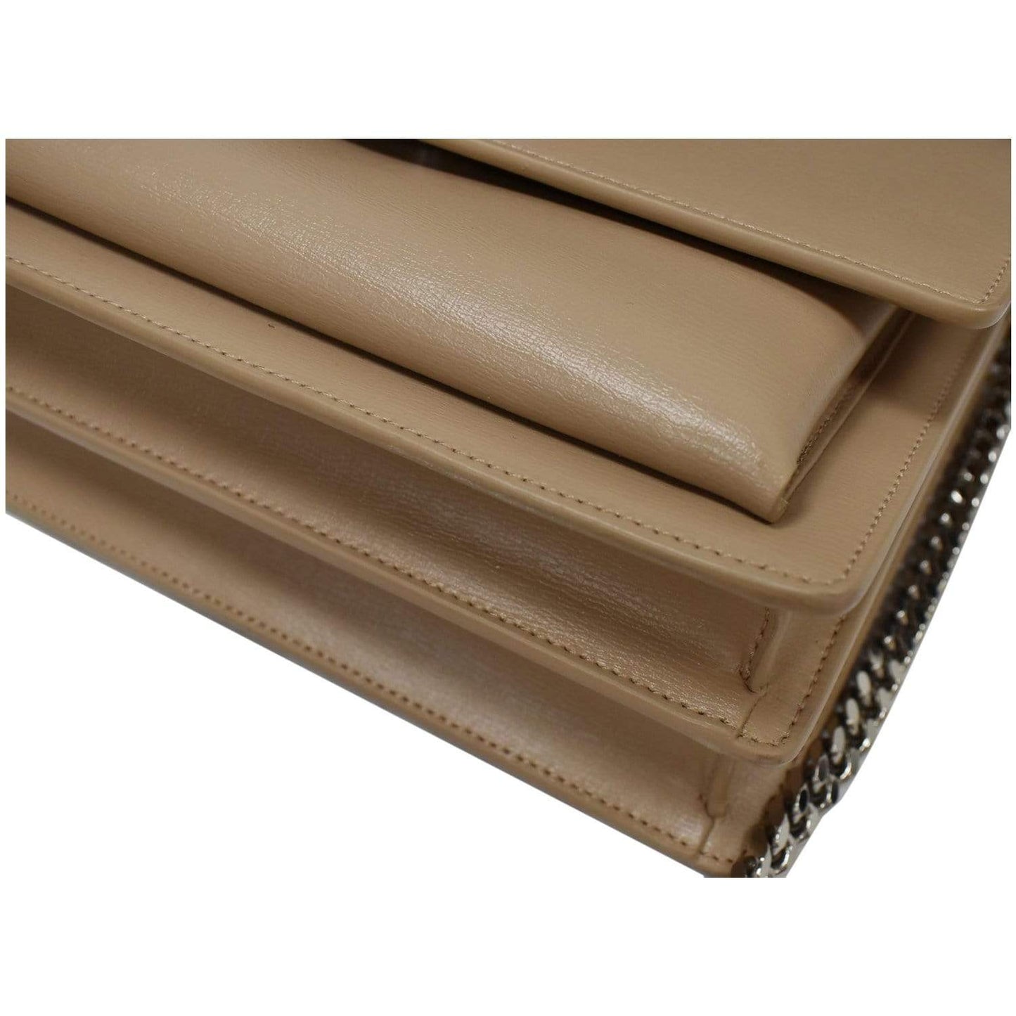 YVES SAINT LAURENT Monogram Sunset Medium Leather Shoulder Bag Beige