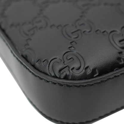 GUCCI GG Signature Leather Black Messenger Bag 406410
