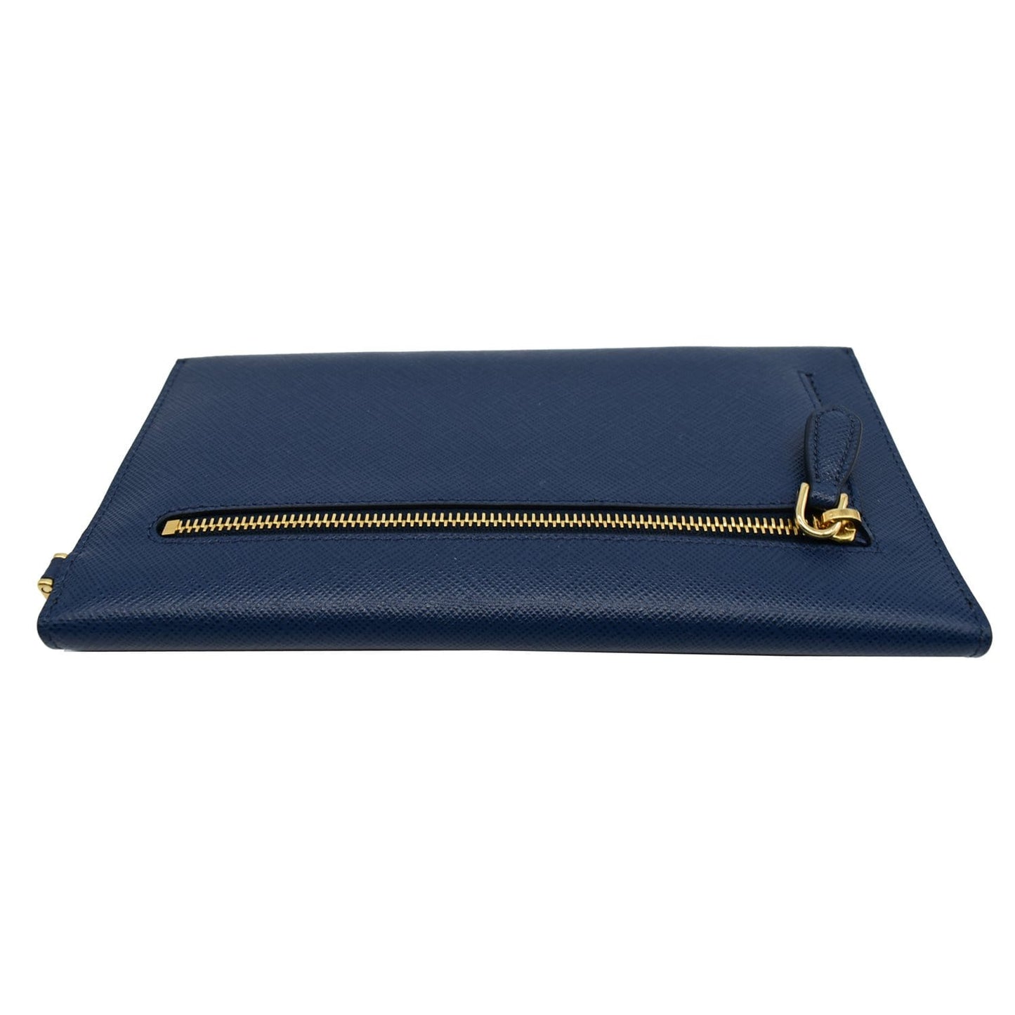 PRADA Envelope Leather Chain Clutch Blue 1MF002