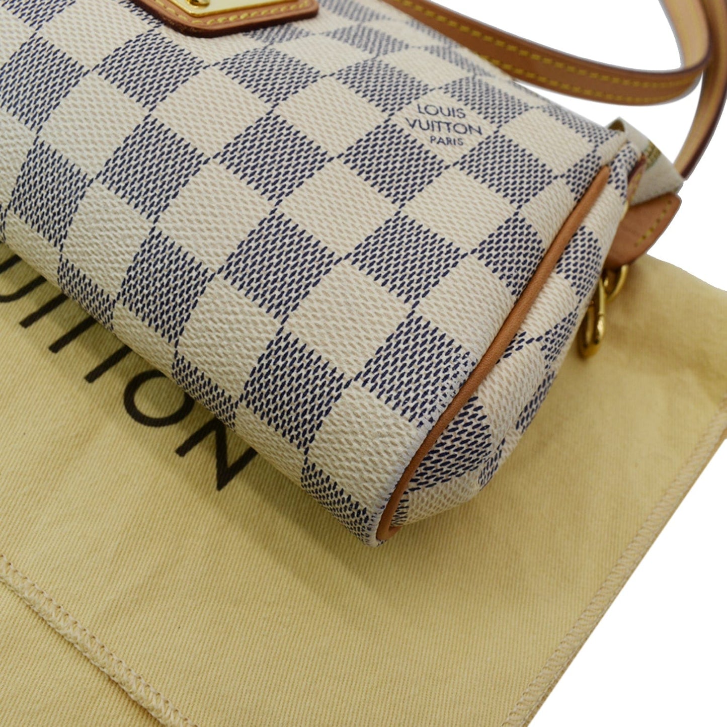 LOUIS VUITTON Pochette Eva Damier Azur Clutch Bag White
