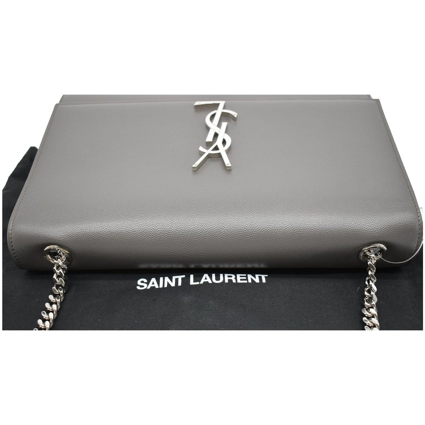 YVES SAINT LAURENT Kate Large Grain De Poudre Leather Shoulder Bag Grey