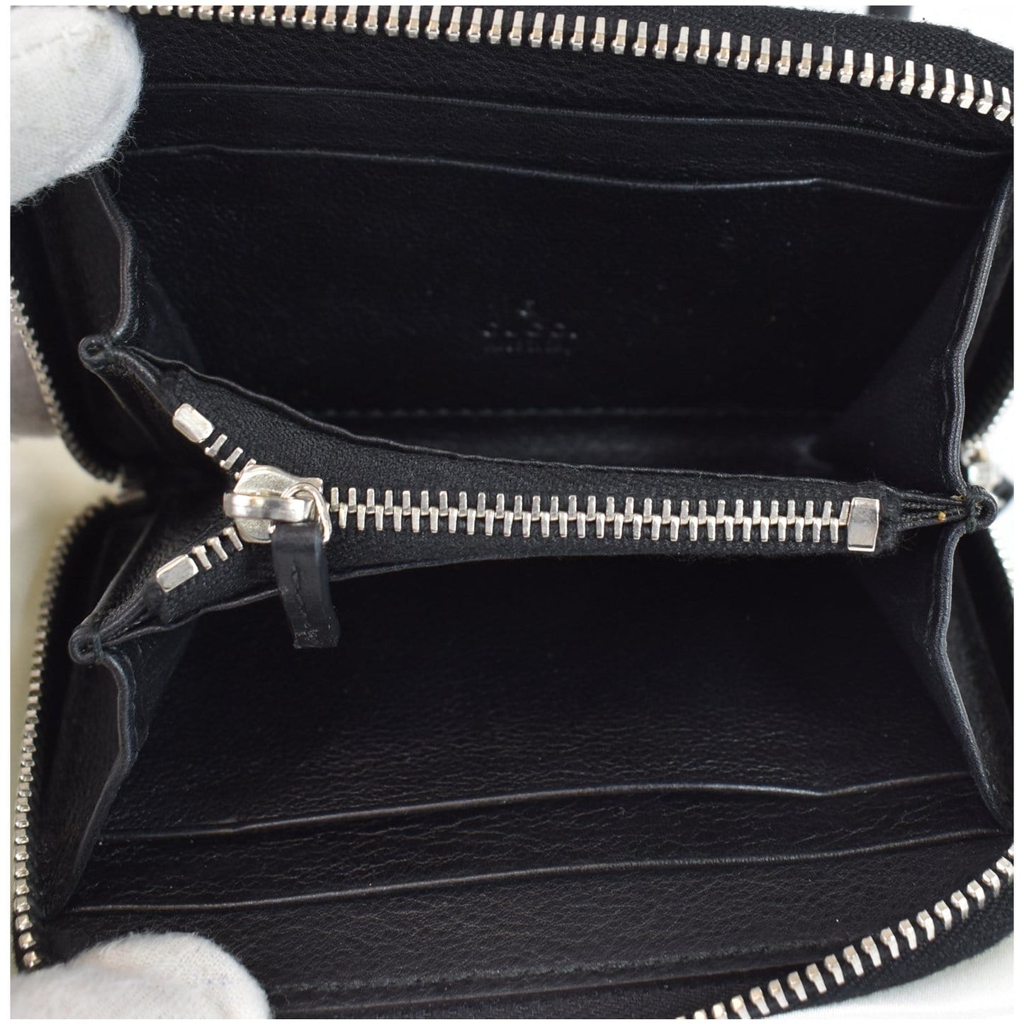 GUCCI Embossed Crocodile Zip Around Bifold Wallet Black 256235 - Final Sale