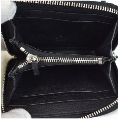 GUCCI Embossed Crocodile Zip Around Bifold Wallet Black 256235 - Final Sale