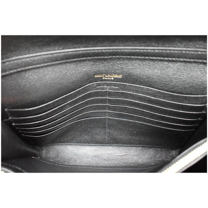 YVES SAINT LAURENT Becky Quilted Leather Crossbody Chain Wallet Black