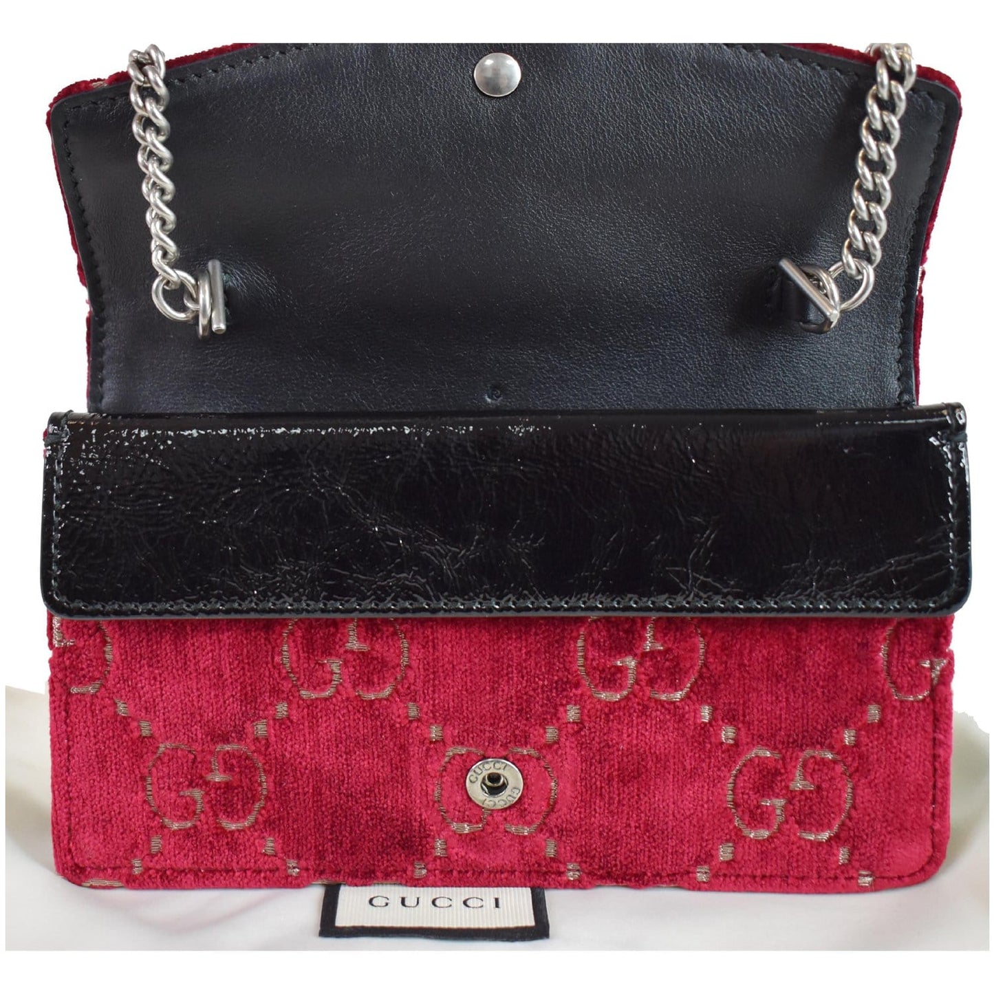 GUCCI Dionysus Super Mini GG Velvet Shoulder Bag Red 476432