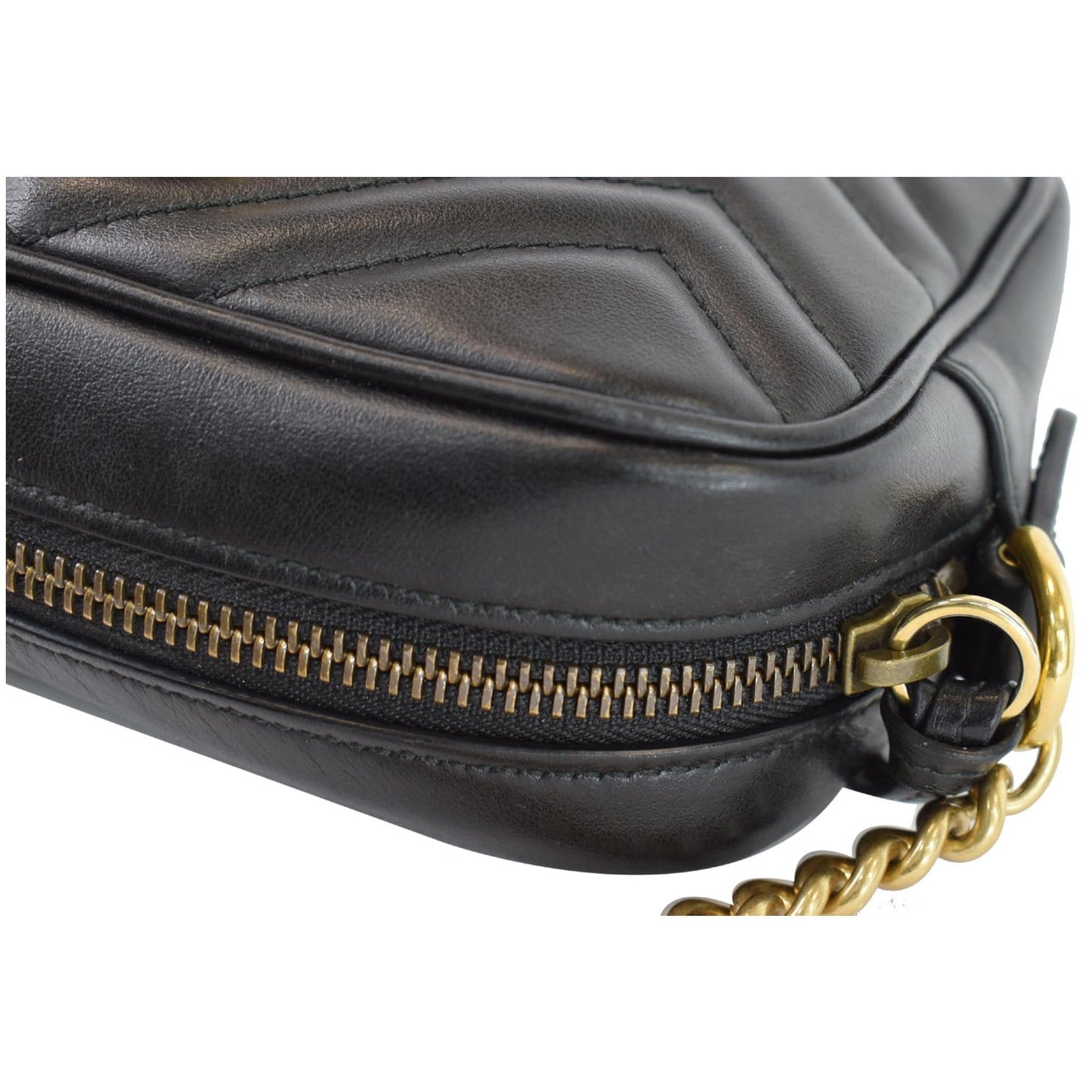 GUCCI GG Marmont Matelasse Mini Leather Crossbody Bag Black 448065