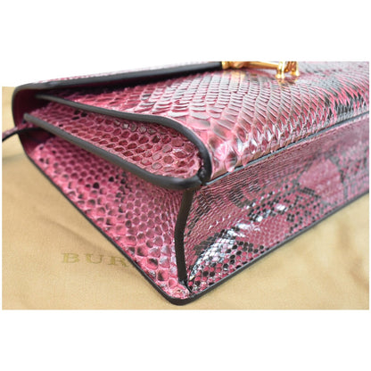 BURBERRY Macken Small Python Leather Crossbody Bag Magenta
