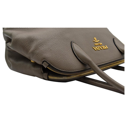 PRADA Calf Leather Tote Bag Clay Gray