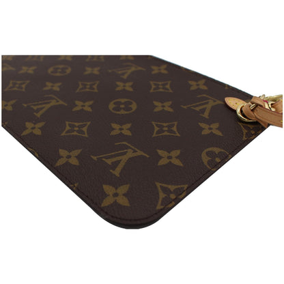 LOUIS VUITTON Neverfull MM Monogram Canvas Pochette Wristlet Pouch Fuchsia