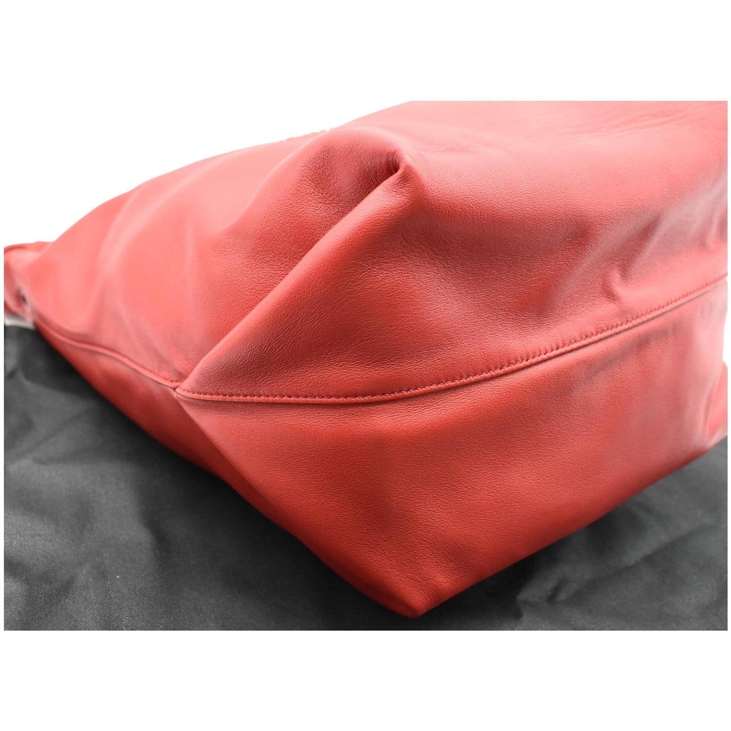 YVES SAINT LAURENT Teddy Lambskin Leather Bucket Shoulder Bag Red