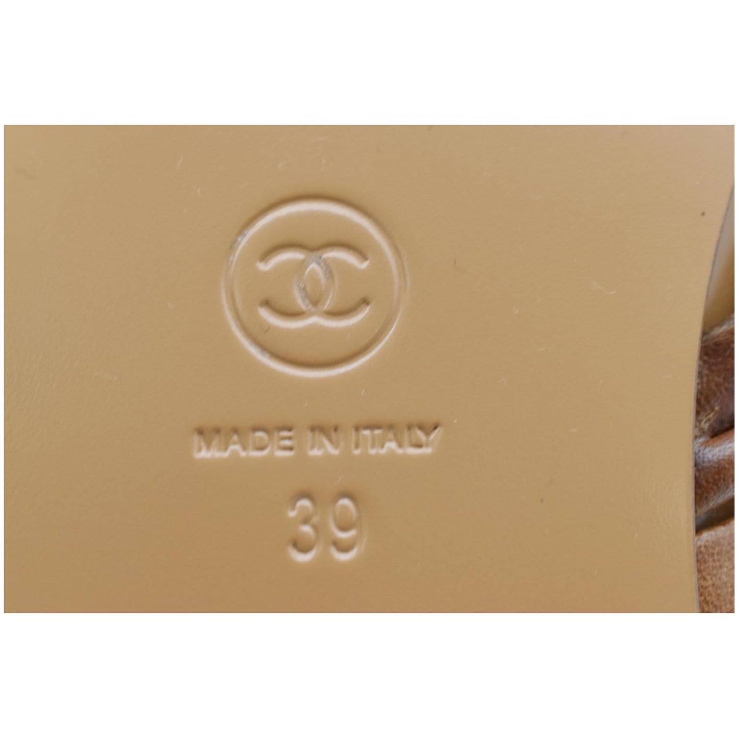 Chanel Thong CC Charm Leather Flat Sandals Brown 39