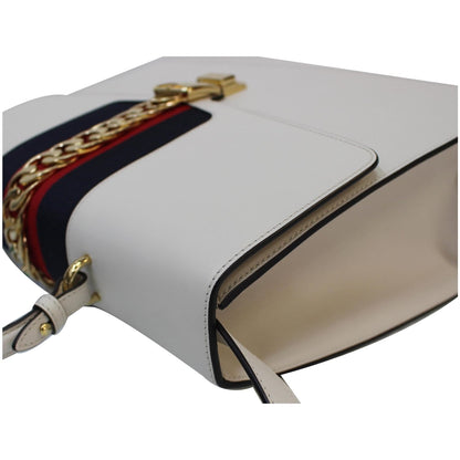 GUCCI Maxi Sylvie Calfskin Top Handle Bag White 477631