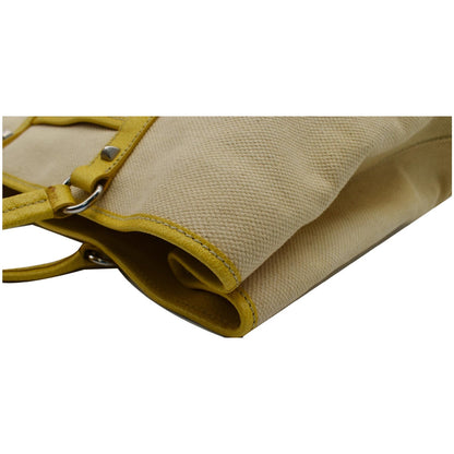 PRADA Fabric Canvas Leather Tote Bag Beige - 25% OFF