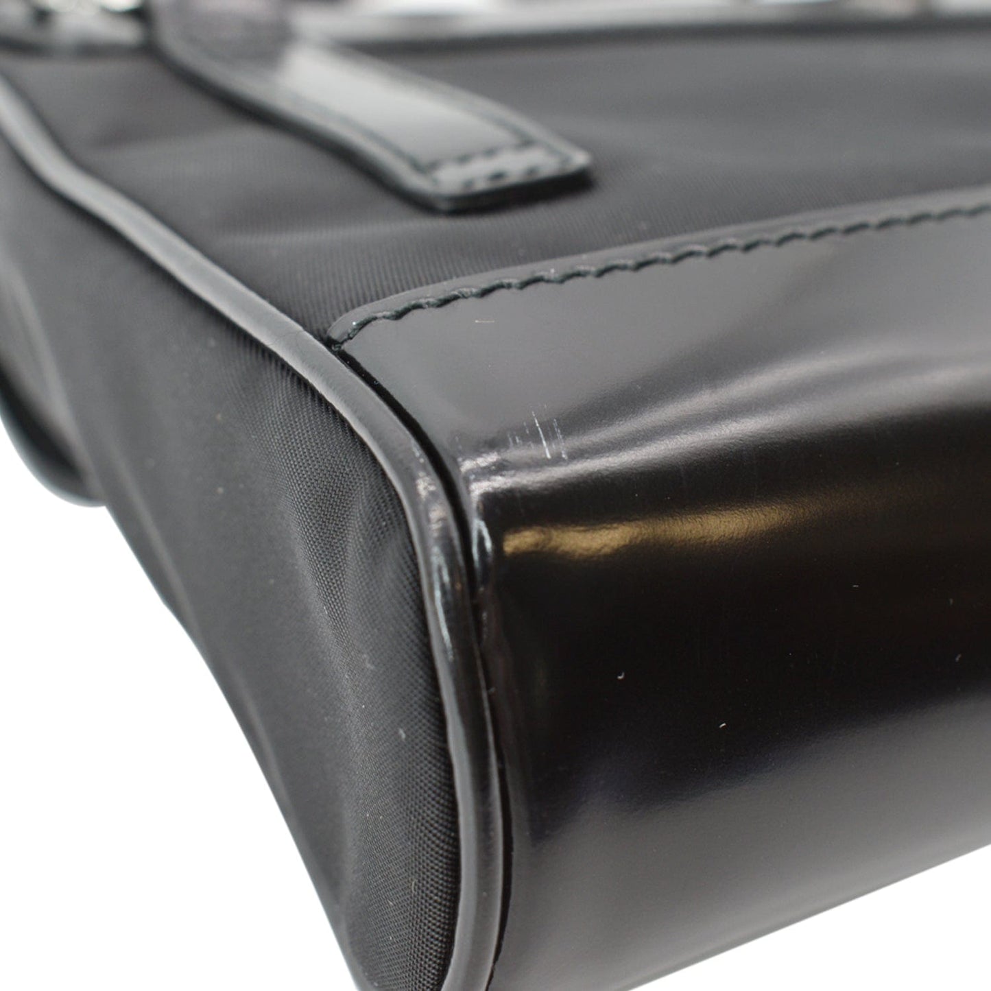 PRADA Re-Nylon Leather Shoulder Bag Black
