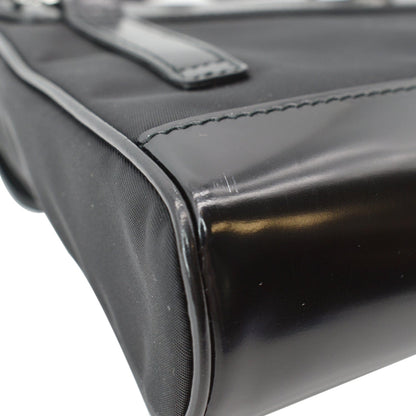 PRADA Re-Nylon Leather Shoulder Bag Black