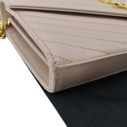 YVES SAINT LAURENT Grain De Poudre Chain Wallet Pink