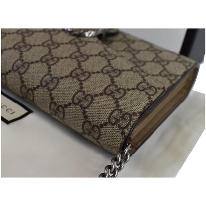 GUCCI Dionysus GG Supreme Crossbody Chain Wallet Beige 401231