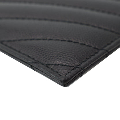 YVES SAINT LAURENT Matelasse Bill Grain De Poudre Zip Pouch Black