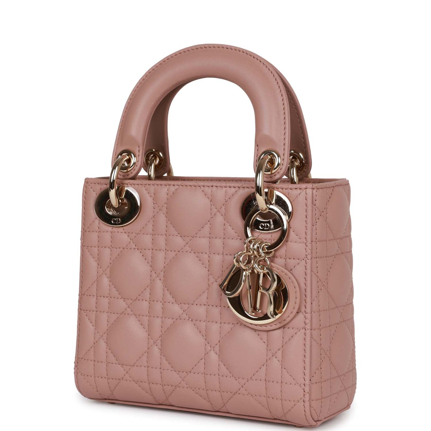 Christian Dior Mini Lady Bag Blush Cannage Lambskin Light Gold Hardware