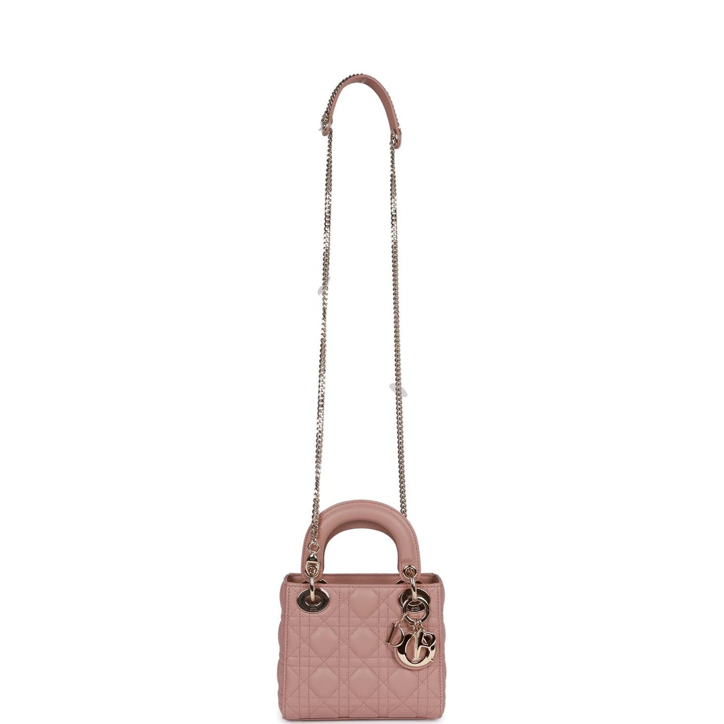 Christian Dior Mini Lady Bag Blush Cannage Lambskin Light Gold Hardware