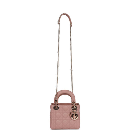 Christian Dior Mini Lady Bag Blush Cannage Lambskin Light Gold Hardware