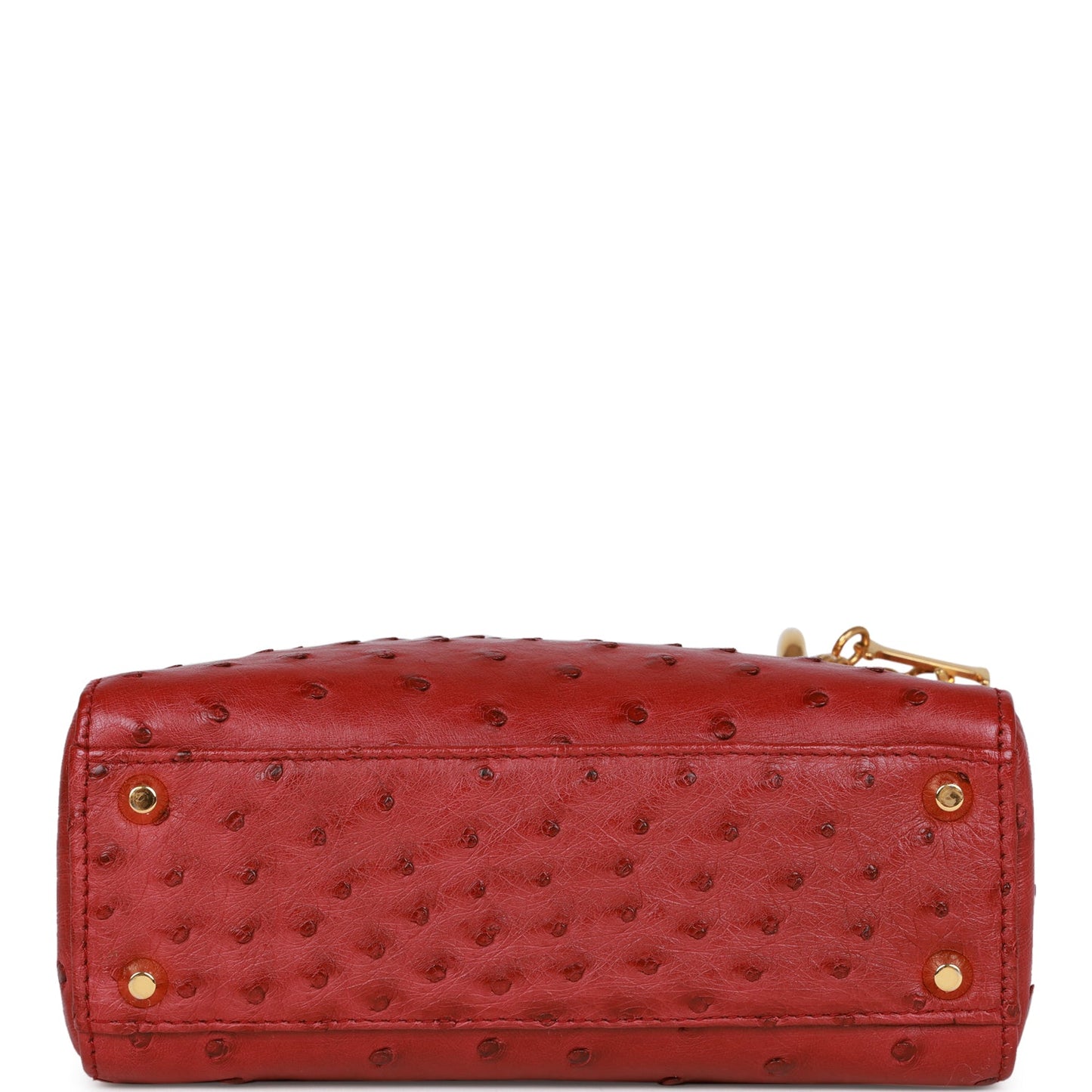 Christian Dior Mini Lady Bag Burgundy Ostrich Gold Hardware