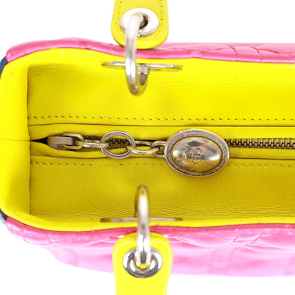 Christian Dior Medium Lady Dior Tricolor Cannage Lambskin Silver Hardware