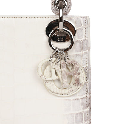 Christian Dior Small Lady Dior Tote White Himalaya Crocodile Silver Hardware