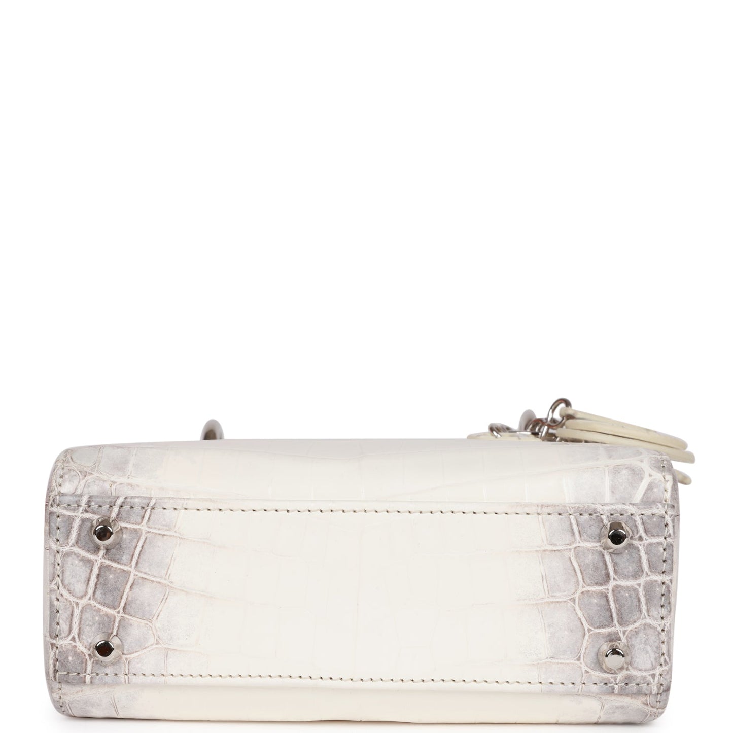 Christian Dior Small Lady Dior Tote White Himalaya Crocodile Silver Hardware