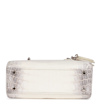 Christian Dior Small Lady Dior Tote White Himalaya Crocodile Silver Hardware