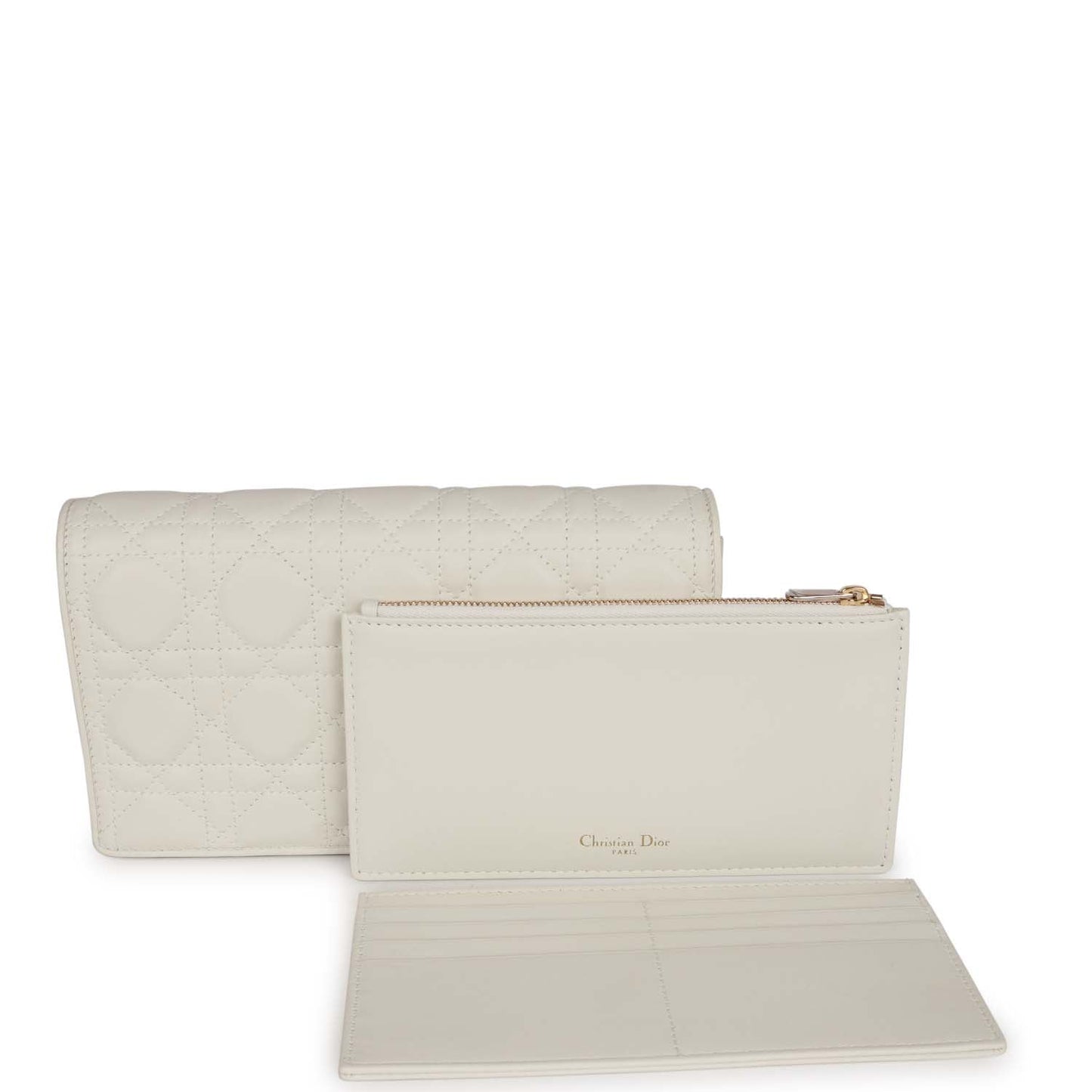 Christian Dior Lady Dior Pouch Latte Lambskin Gold Hardware