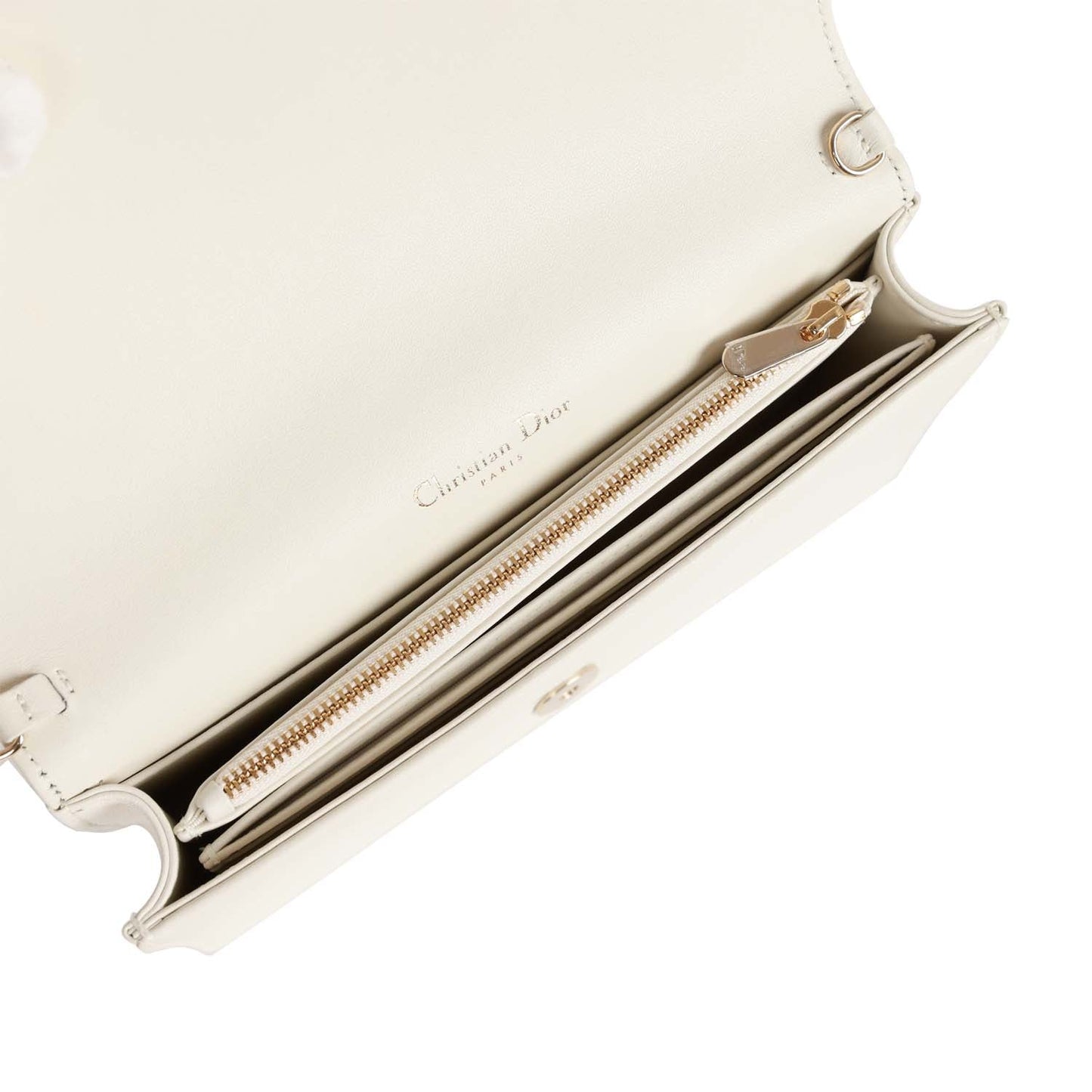 Christian Dior Lady Dior Pouch Latte Lambskin Gold Hardware