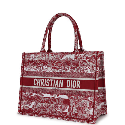 Christian Dior Burgundy Toile De Jouy Stripes Medium Book Tote