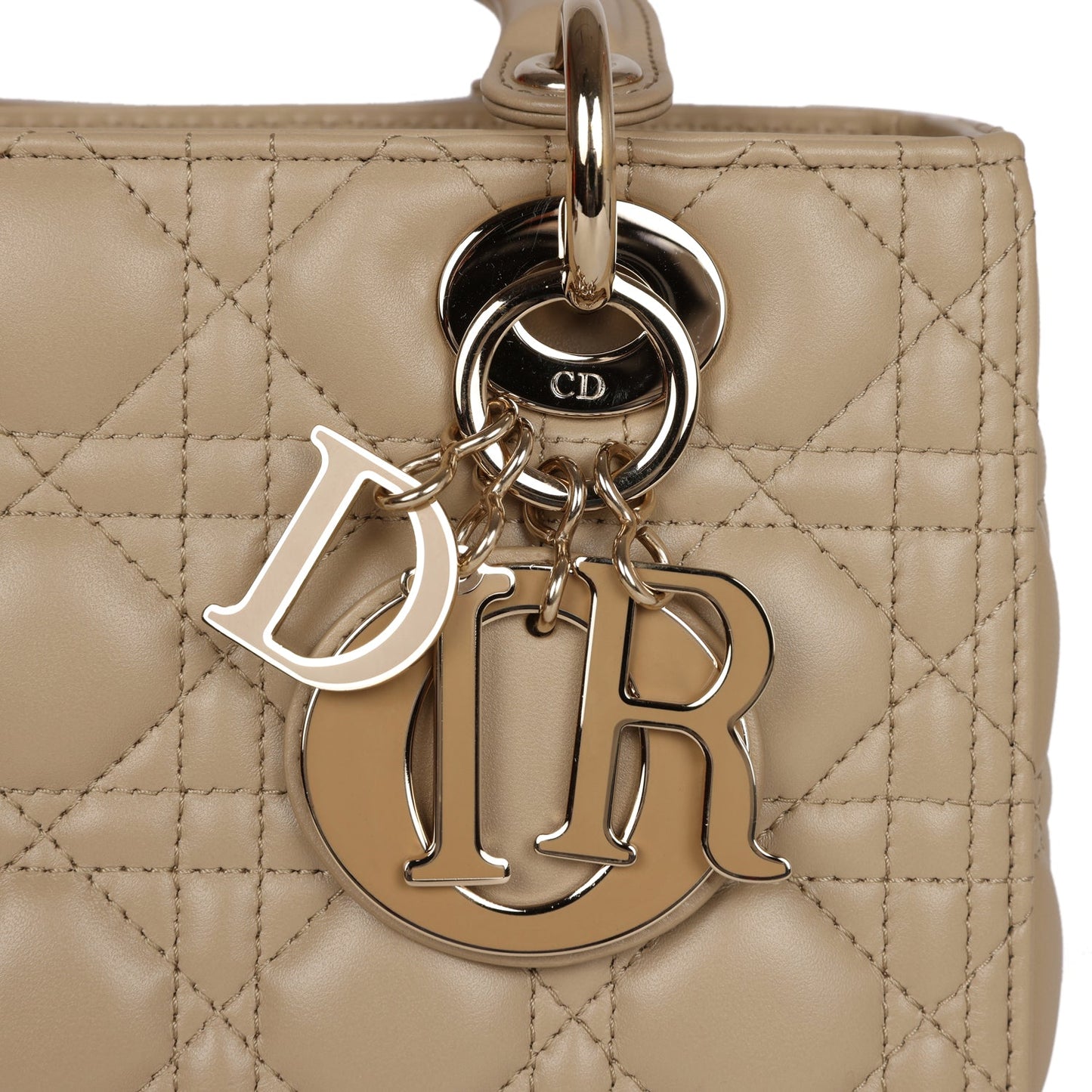 Christian Dior Lady Dior Medium Bag Corda Beige Cannage Lambskin Gold Hardware