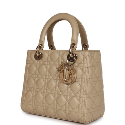 Christian Dior Lady Dior Medium Bag Corda Beige Cannage Lambskin Gold Hardware