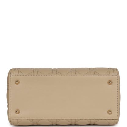 Christian Dior Lady Dior Medium Bag Corda Beige Cannage Lambskin Gold Hardware