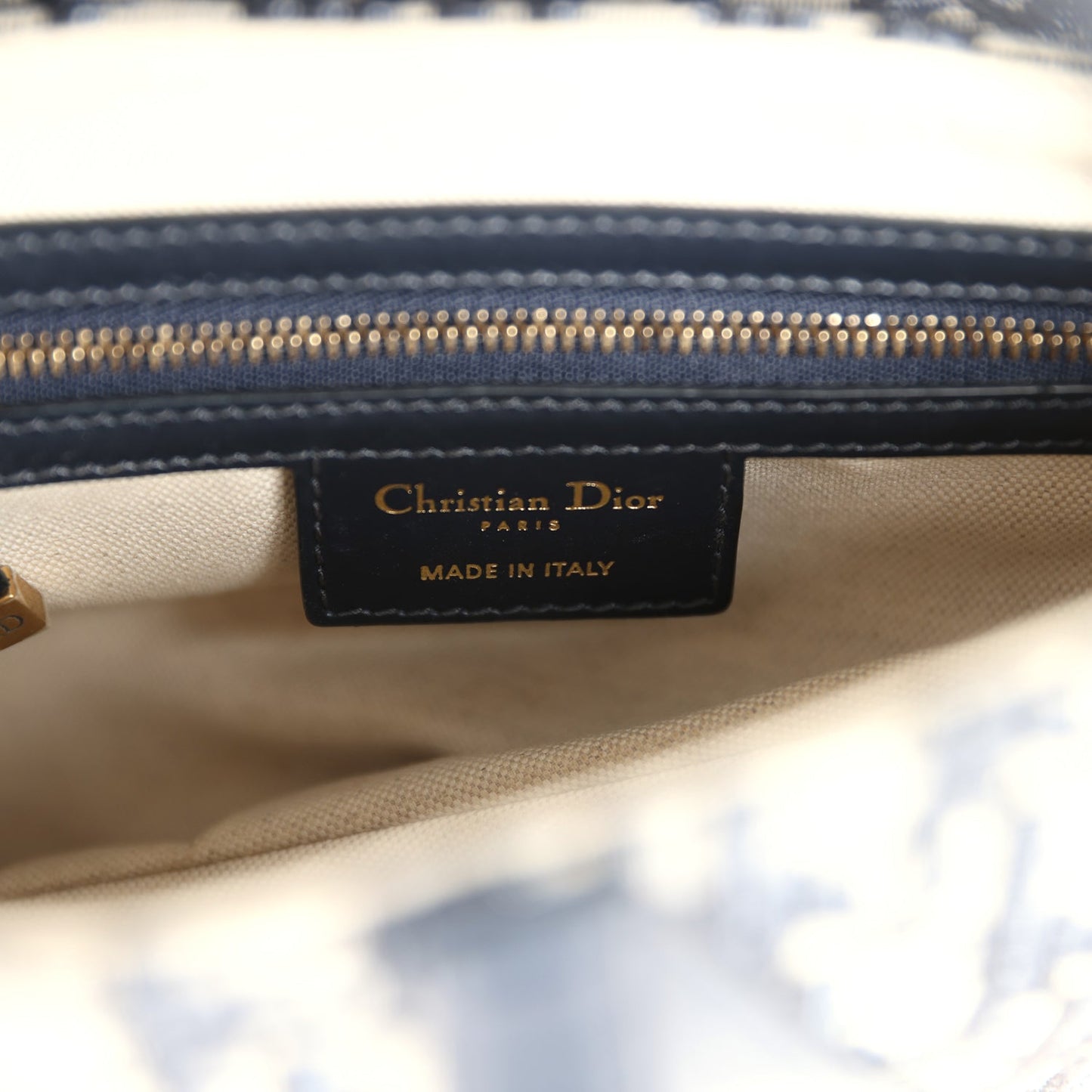 Christian Dior Saddle Bag Navy Blue Oblique Jacquard Antique Gold Hardware