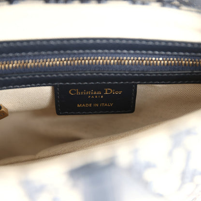 Christian Dior Saddle Bag Navy Blue Oblique Jacquard Antique Gold Hardware