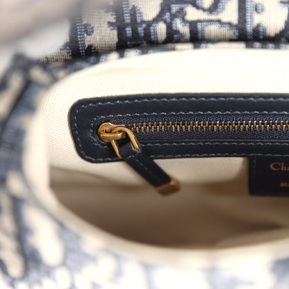 Christian Dior Saddle Bag Navy Blue Oblique Jacquard Antique Gold Hardware