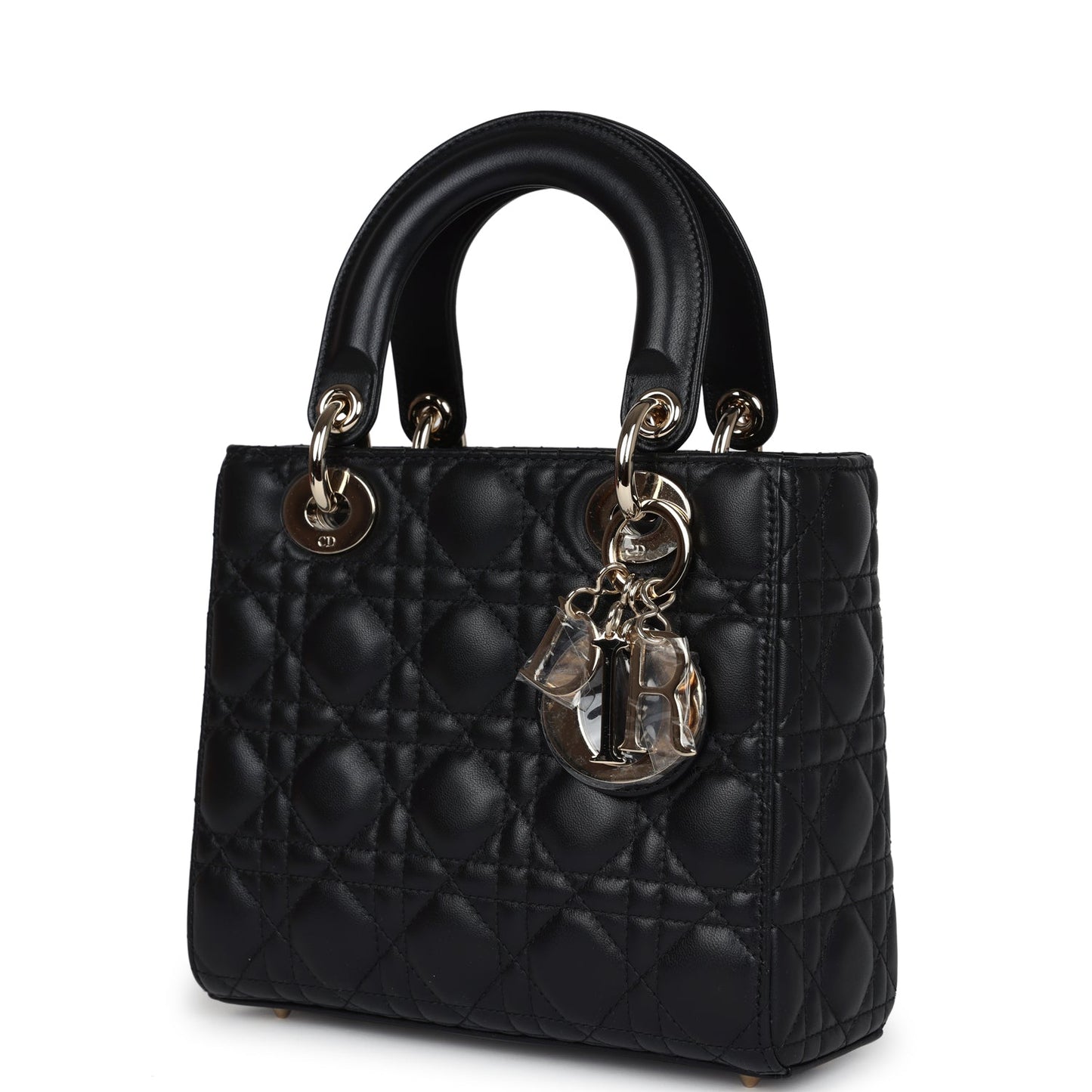 Christian Dior Small Lady Dior "My ABCDior" Bag Black Cannage Lambskin Light Gold Hardware