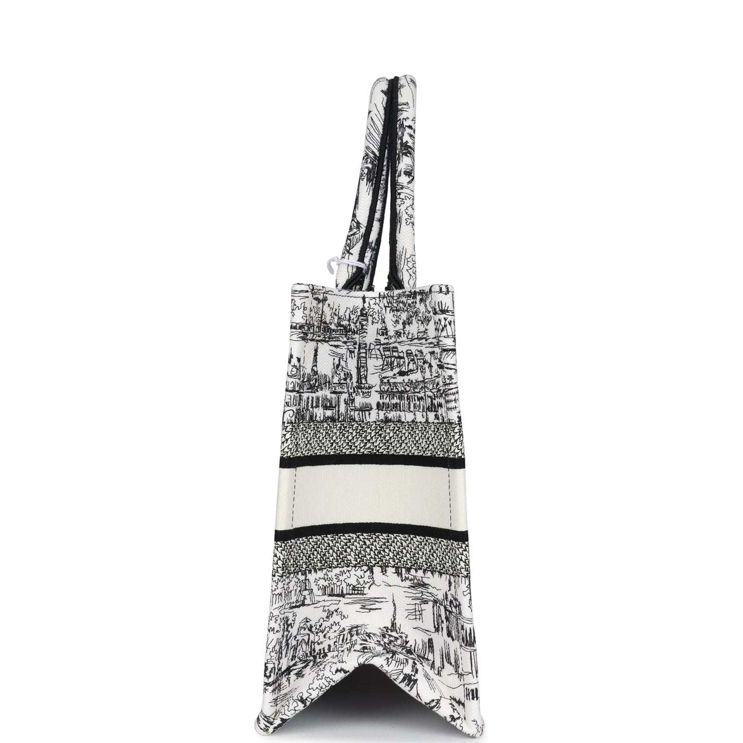 Christian Dior "Paris All Over" Book Tote Medium White and Black Embroidered Canvas