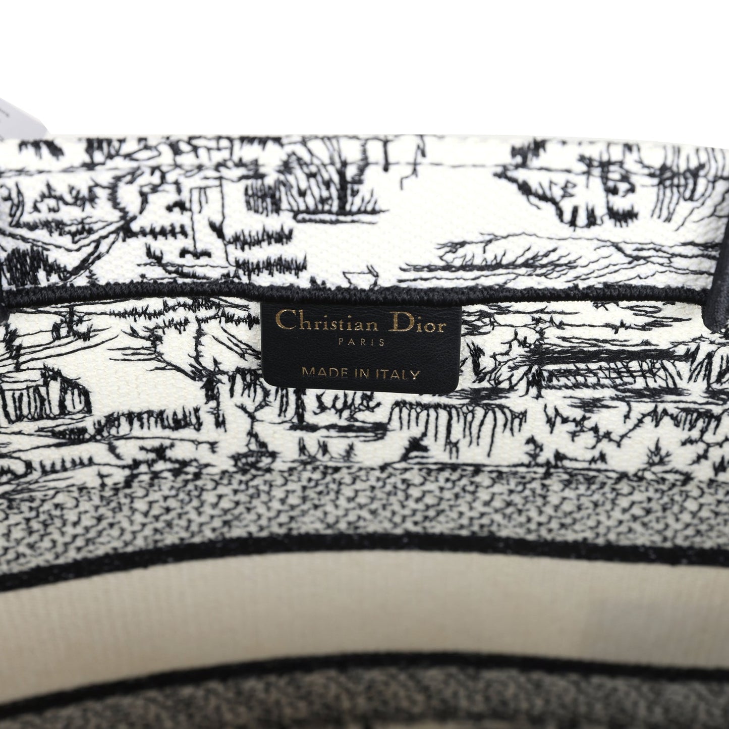 Christian Dior "Paris All Over" Book Tote Medium White and Black Embroidered Canvas