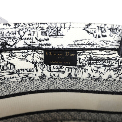 Christian Dior "Paris All Over" Book Tote Medium White and Black Embroidered Canvas