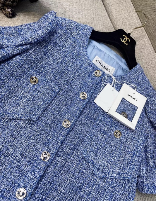 Chanel 24P Blue tweed cardigan