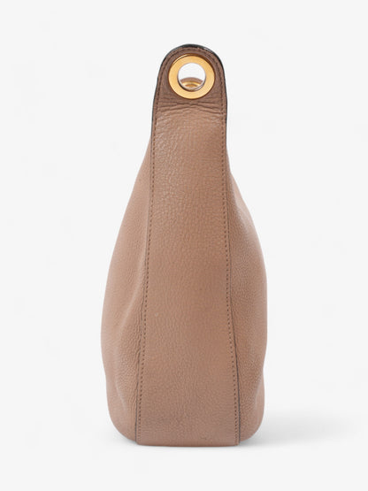 Prada Zipped Hobo Taupe Calfskin Leather