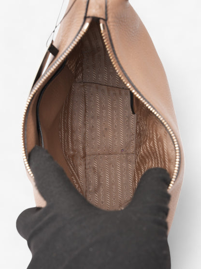 Prada Zipped Hobo Taupe Calfskin Leather